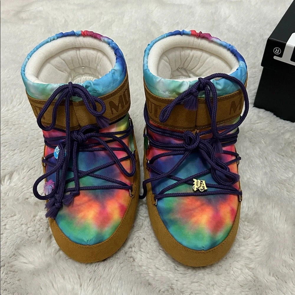 Moon Boot x Palm Angels Brown Multicolored  Fleece Lined Suede Boots
